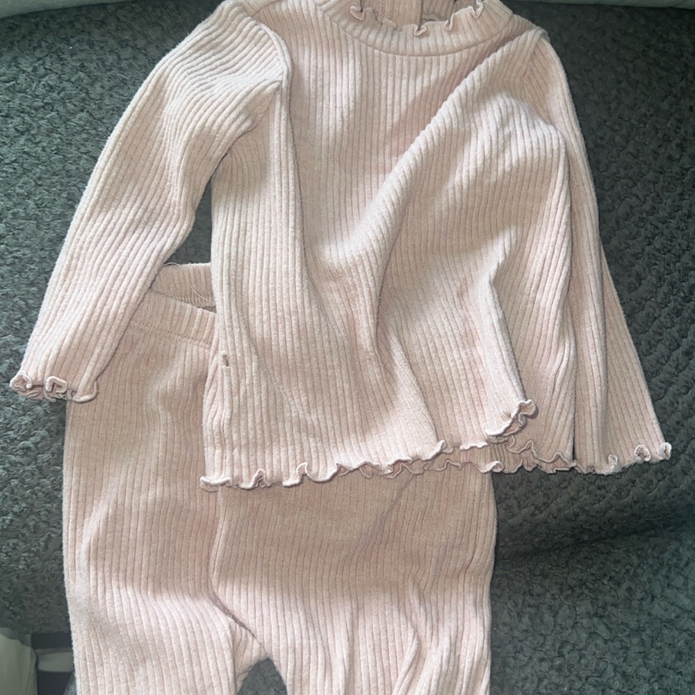 Worn ,pink & grey baby matching sets sold together